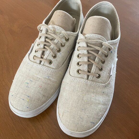 Vans Shoes - Vans Speckle Linen Tan Authentic Lo Pro Shoes, Women's 7.5 Men's 6
